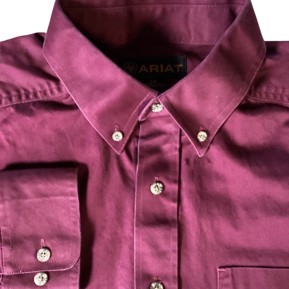 Ariat Other - Ariat Mens Rich Burgundy Western Large 100% Cotton Twill Long Sleeve Shirt